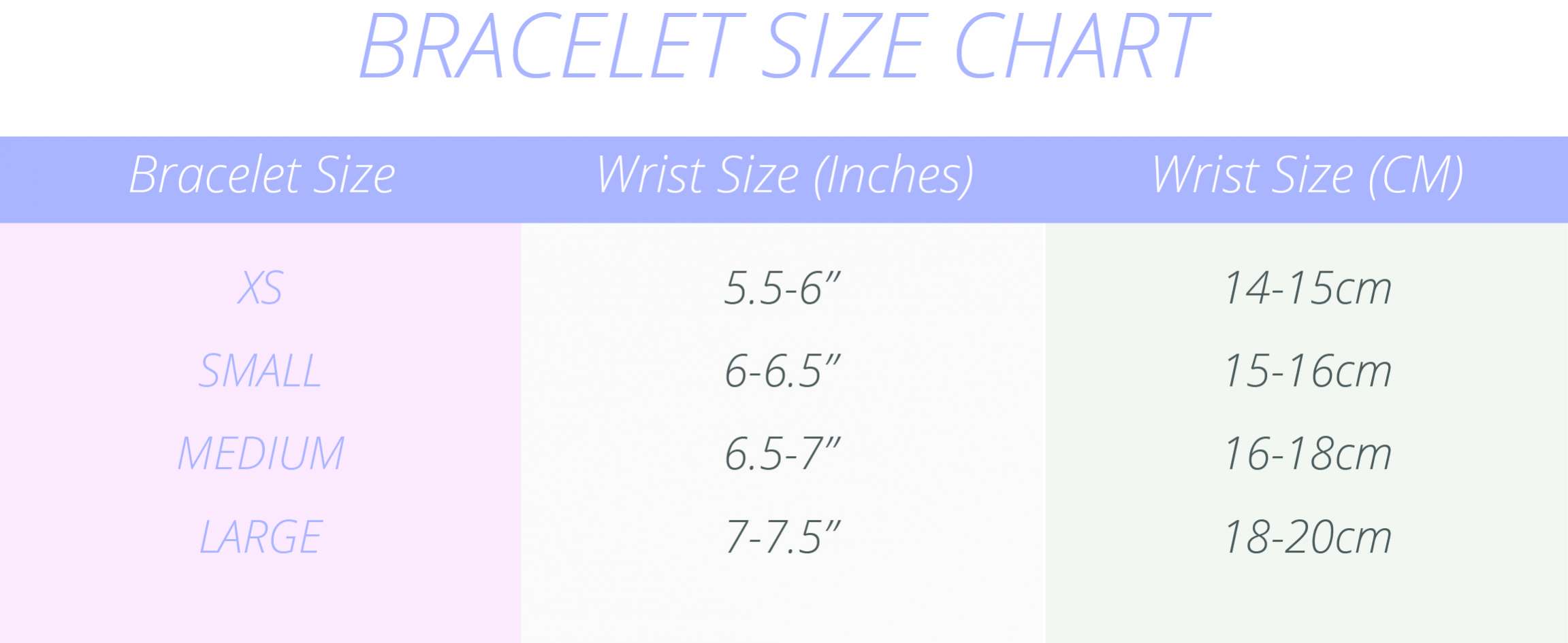 Bracelets Size Guide