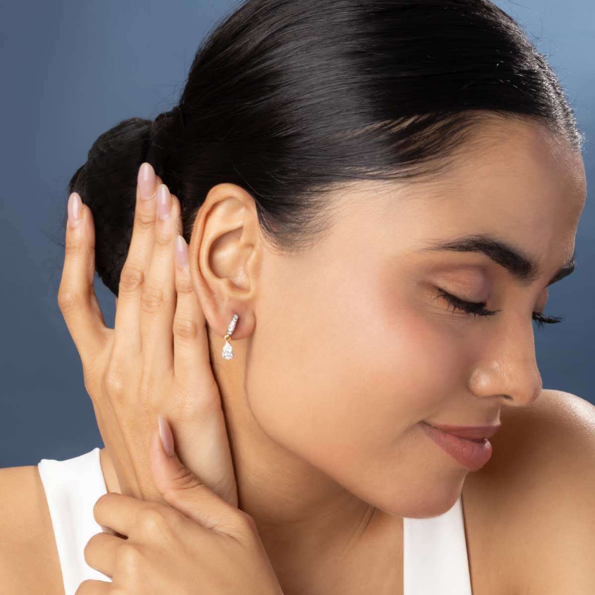 Classic Pear Diamond Drop Earrings-4