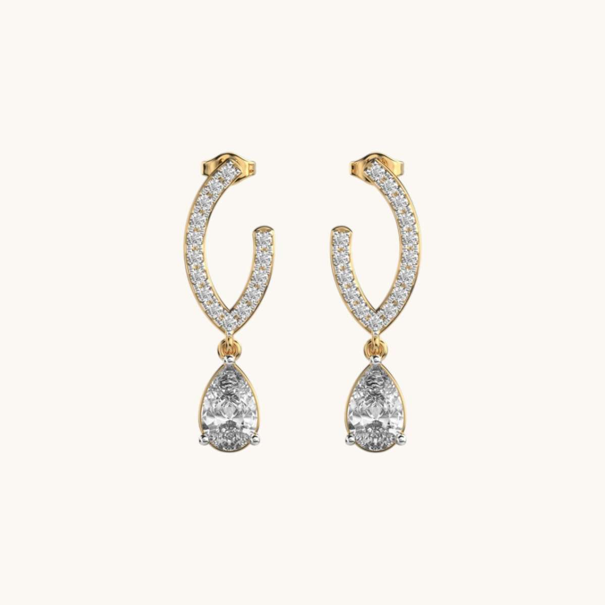 Tulip Pear Diamond Earrings-0
