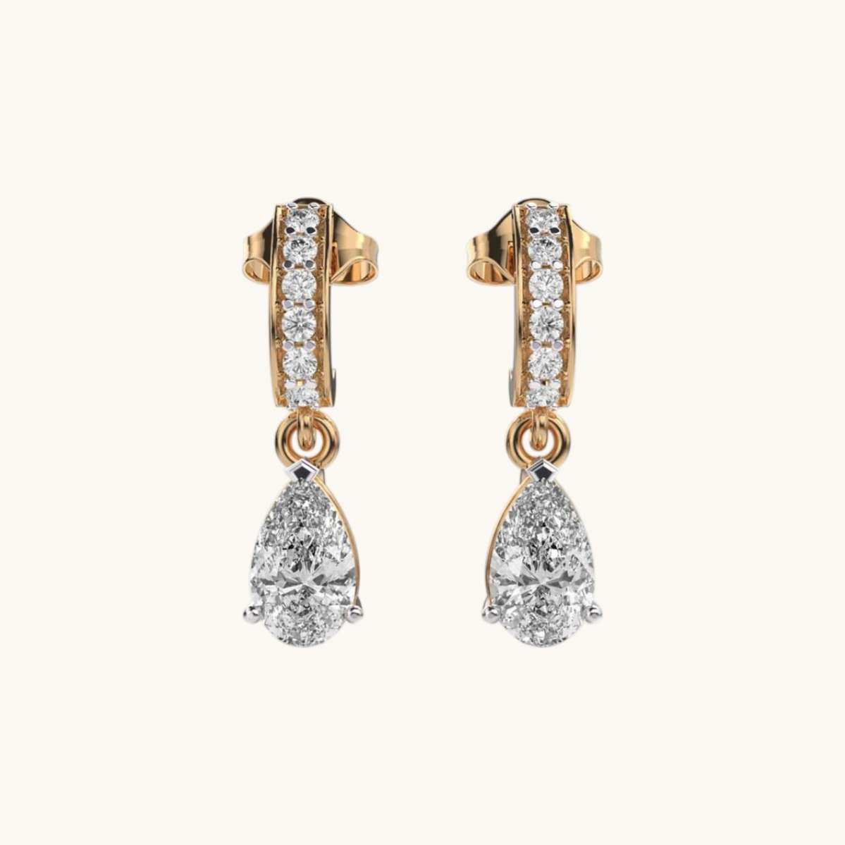 Classic Pear Diamond Drop Earrings-0