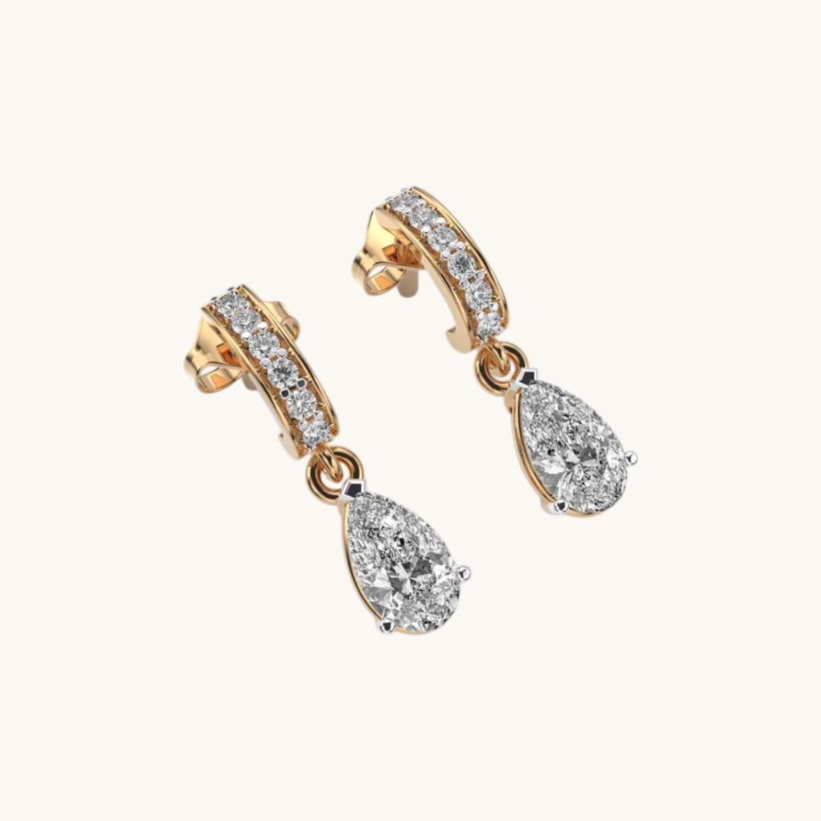 Classic Pear Diamond Drop Earrings-2