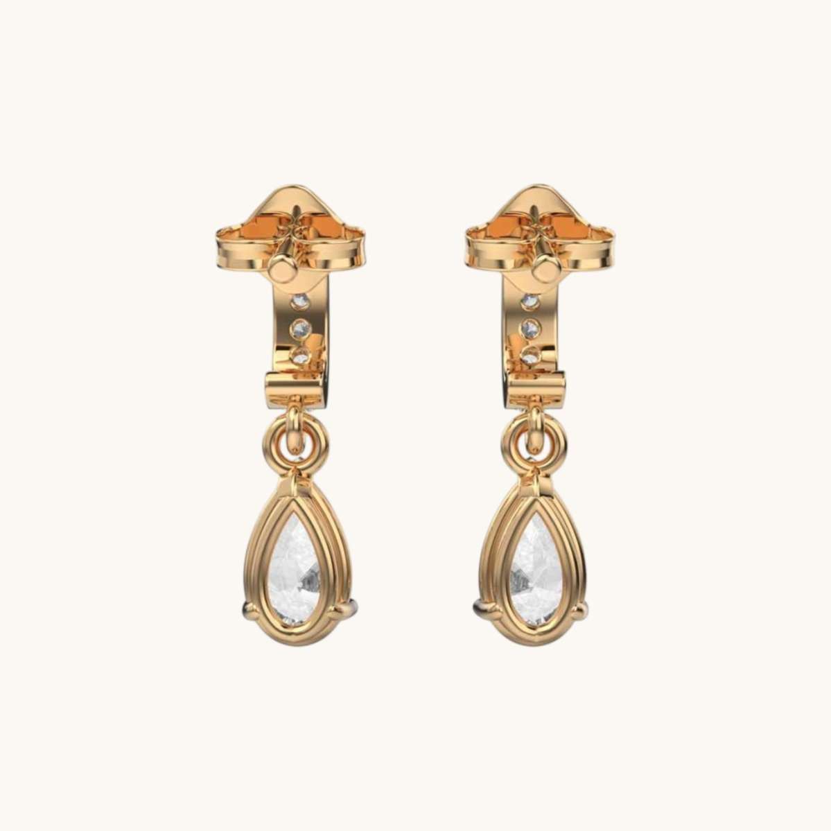 Classic Pear Diamond Drop Earrings-3