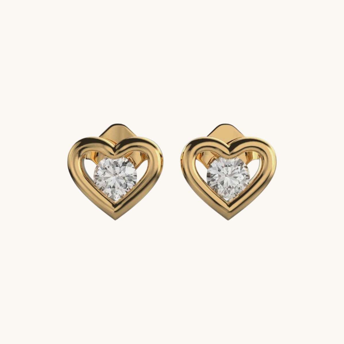 Solitaire Heart Diamond Studs-0