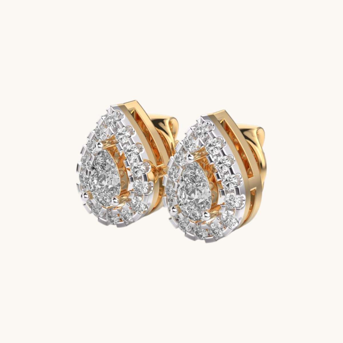 Pear Cut Peony Diamond Earrings-1