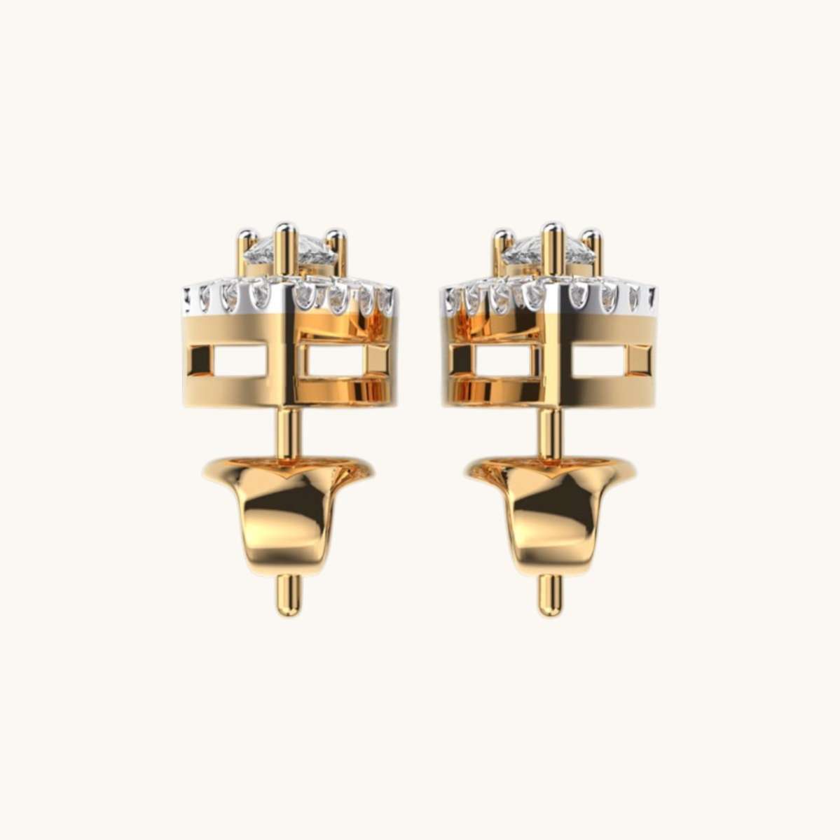Pear Cut Peony Diamond Earrings-3
