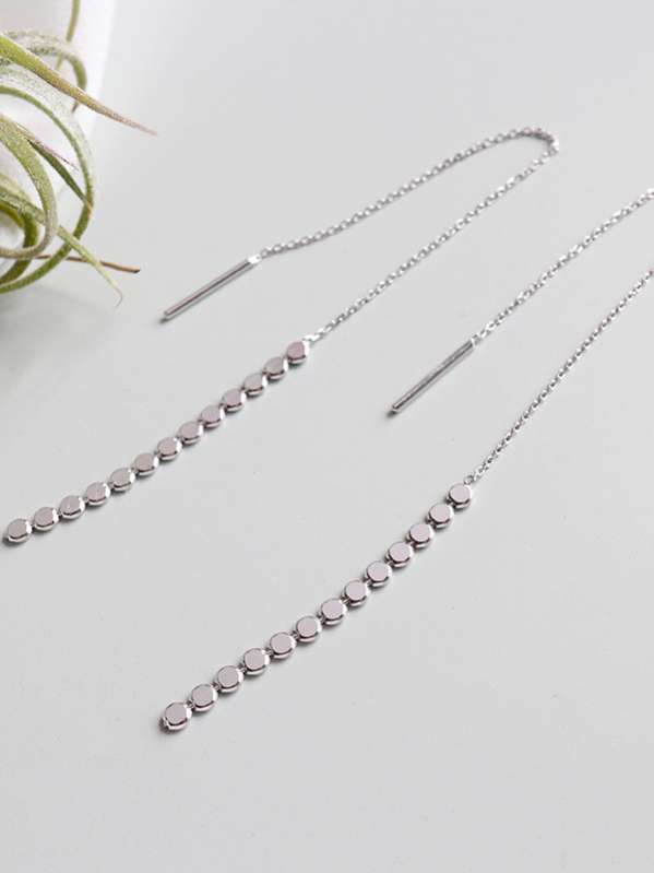 925 Sterling Silver Chain Threader Earrings-1