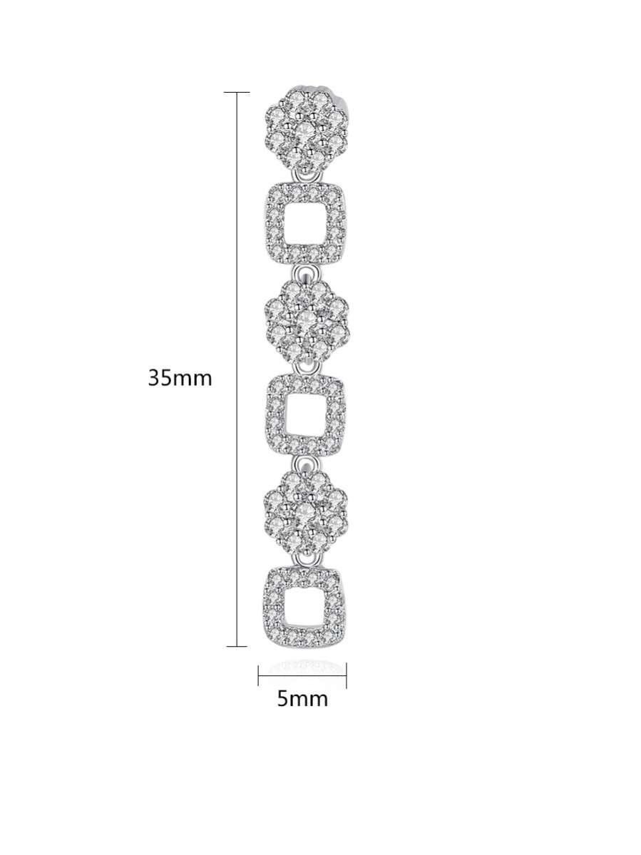 Inlaid Zircon Long Earrings-2
