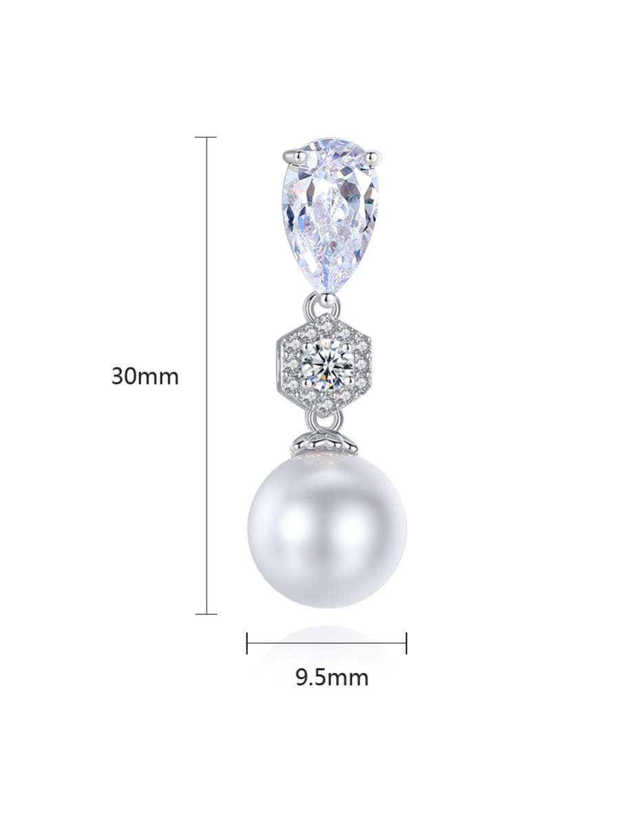 Zircon Pearl Earrings-3