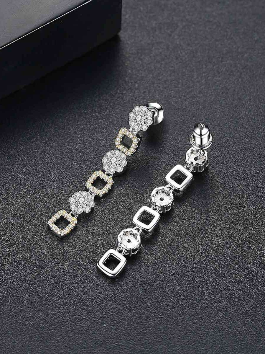 Inlaid Zircon Long Earrings-1
