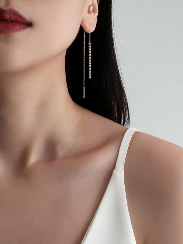 925 Sterling Silver Chain Threader Earrings-2