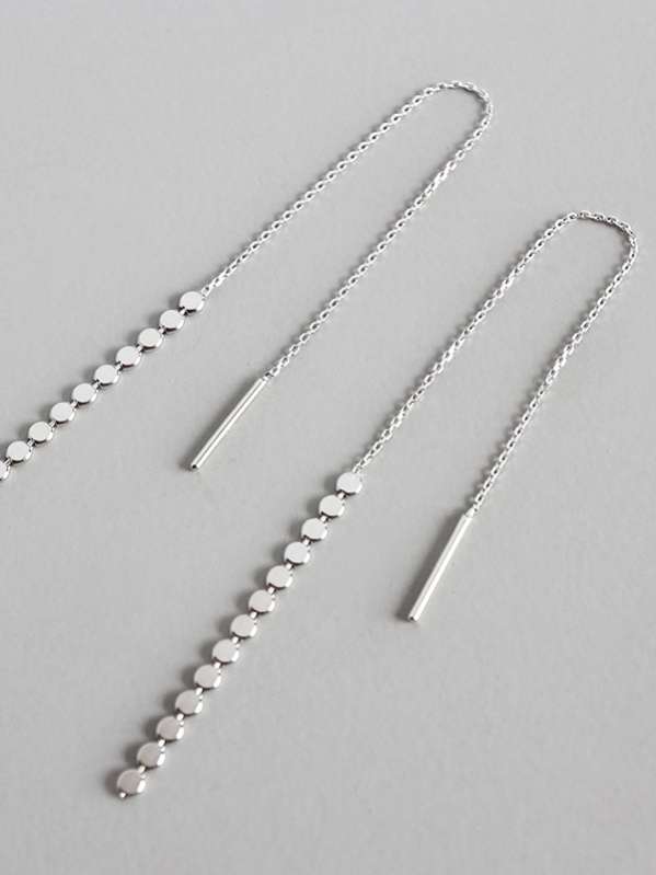 925 Sterling Silver Chain Threader Earrings-0