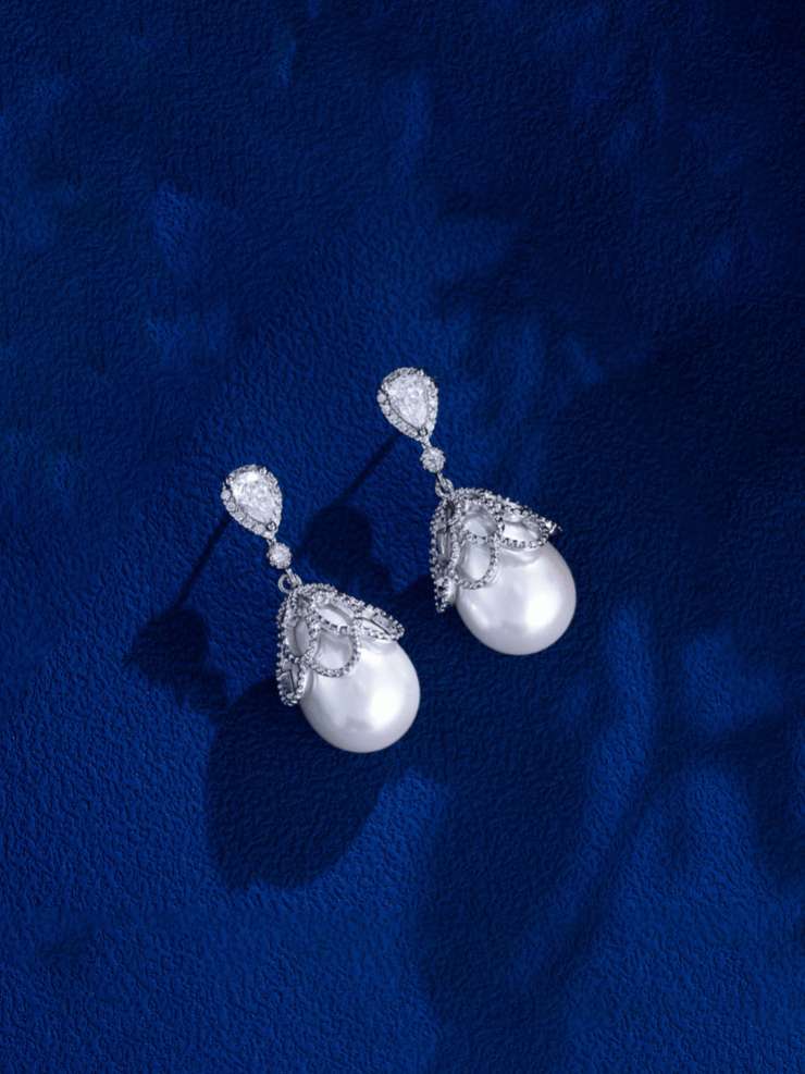 Pearl Water Drop Earrings-0