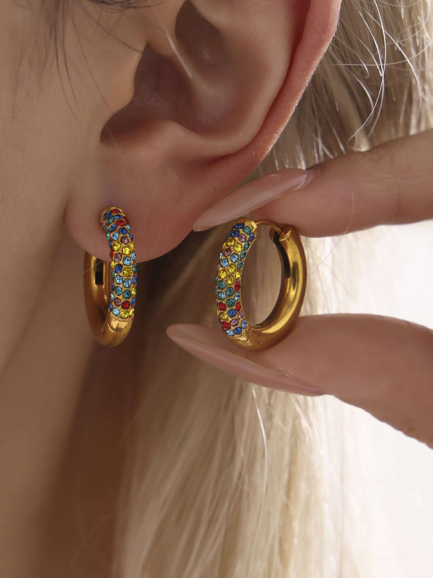 Cubic Zirconia Geometric Earrings-0