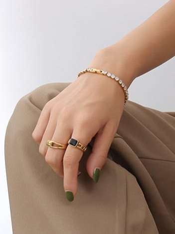 Titanium Steel Cubic Zirconia Geometric Minimalist Bracelet-1