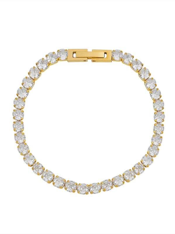 Titanium Steel Cubic Zirconia Geometric Minimalist Bracelet-0