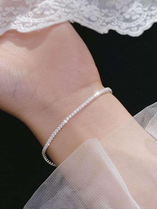 925 Sterling Silver Cubic Zirconia Geometric Bracelet-0